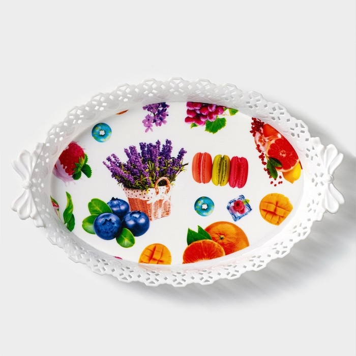 Поднос овальный Доляна &laquo;Пастораль&raquo;, 36&times;22&times;5 см, цвет МИКС