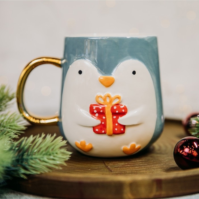 Новый год! Кружка новогодняя керамическая &laquo;Пингвин&raquo;, 600 мл, цвет голубой