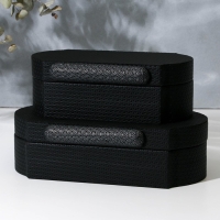Шкатулка для украшений &laquo;Чёрный узор&raquo; экокожа, набор 2 шт.