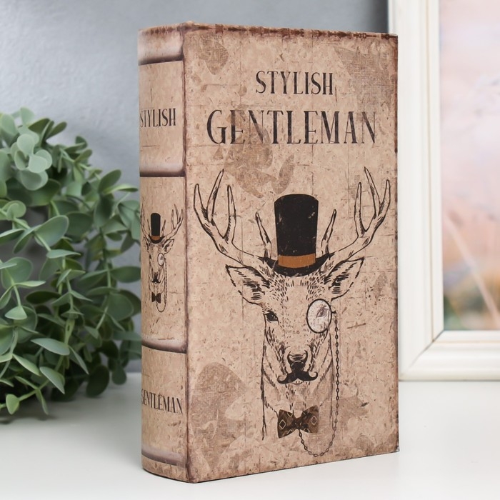 Сейф-книга дерево кожзам Сейф-книга дерево кожзам "Олень в цилиндре и с пенсне" 21х13х5 см