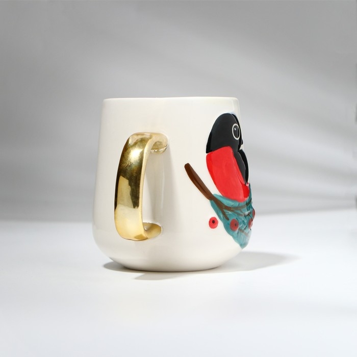 Новый год. Кружка новогодняя керамическая &laquo;Снегирь&raquo;, 600 мл, цвет белый