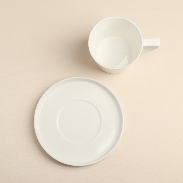 Чайная пара «Sola», 260 мл, белая, фарфор Чайная пара «Sola», 260 мл, белая, фарфор