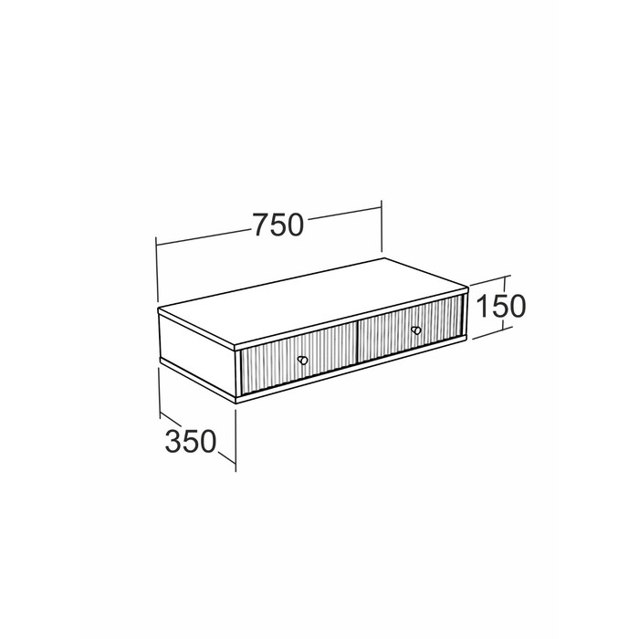 Тумба подвесная "Селин", с 2 ящ, 750х350х150, Крафт Золотой, Белый глянец, Золото