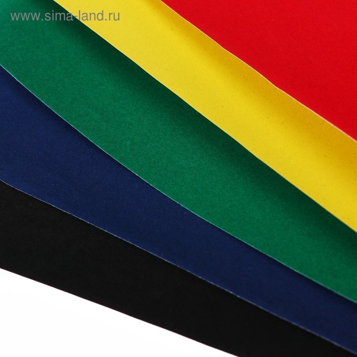 Бумага цветная бархатная, 5 листов, 5 цветов "Каляка-Маляка", 175 х 250 мм