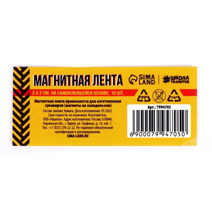 Магнит на клеевой основе &laquo;Прямоугольник&raquo; 3 &times; 2 см, набор 10 шт.