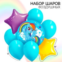 Букет из шаров "Радуга Дэш",фольга, латекс, набор из 8 шт., My little pony