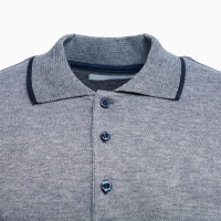 Поло мужское с длинным рукавом, цвет серый/синий, размер М Поло мужское с длинным рукавом, цвет серый/синий, размер М