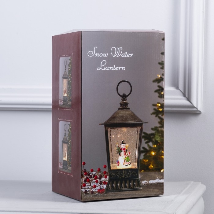 Светодиодная фигура &laquo;Фонарь с Дедом Морозом&raquo; 12 &times; 24 &times; 12 см, пластик, батарейки ААх3 (не в комплекте), USB, свечение тёплое белое