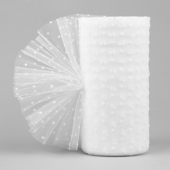 Фатин «Горох», 15 см, 11 ± 1 г/кв.м, 23 ± 1 м, цвет белый №1 Фатин «Горох», 15 см, 11 ± 1 г/кв.м, 23 ± 1 м, цвет белый №1