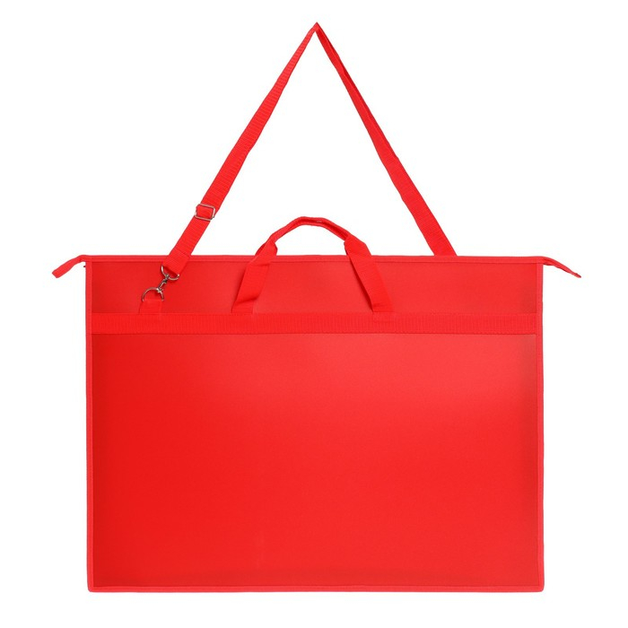 Папка для чертежей и рисунков А2, 650 х 480 х 50 мм, с ручками, пластиковая, молния сверху, плечевой ремень, красная Папка для чертежей и рисунков А2, 650 х 480 х 50 мм, с ручками, пластиковая, молния сверху, плечевой ремень, красная