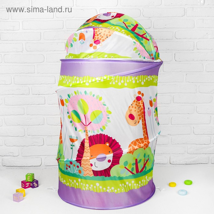 Корзина для игрушек на липучке большая "Джунгли" 60&times;60&times;80 см