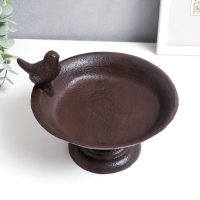 Сувенир чугун подставка "Птица сидит на тарелке" 13х17х20 см