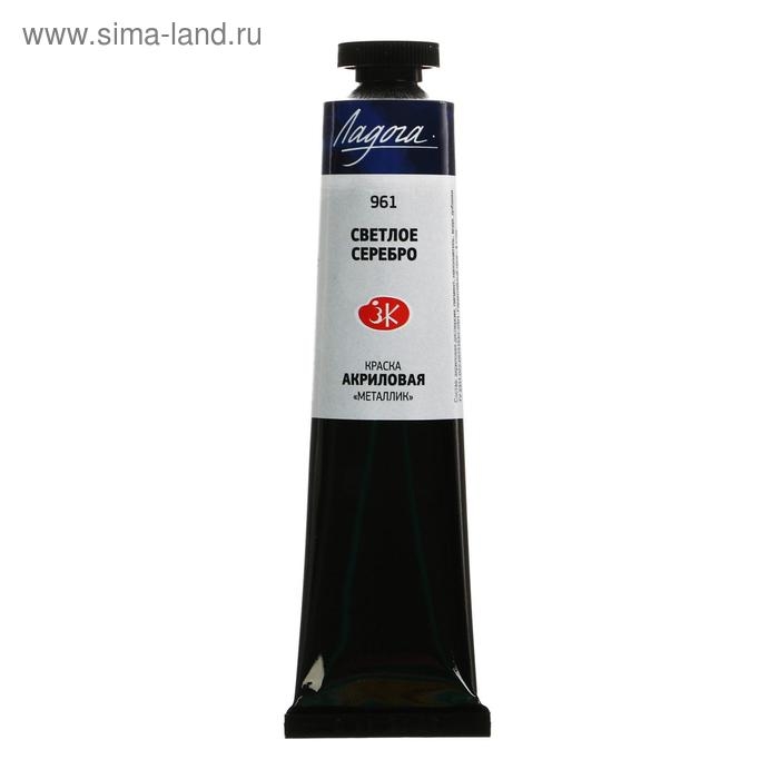 Краска акриловая художественная в тубе 46 мл, ЗХК "Ладога", Metallic, серебро светлое, 7604961