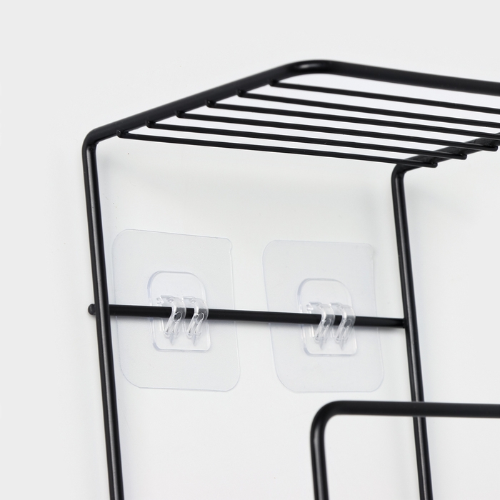 Держатель для полотенец с полкой, 15,5&times;12,5&times;33,5 см, цвет черный