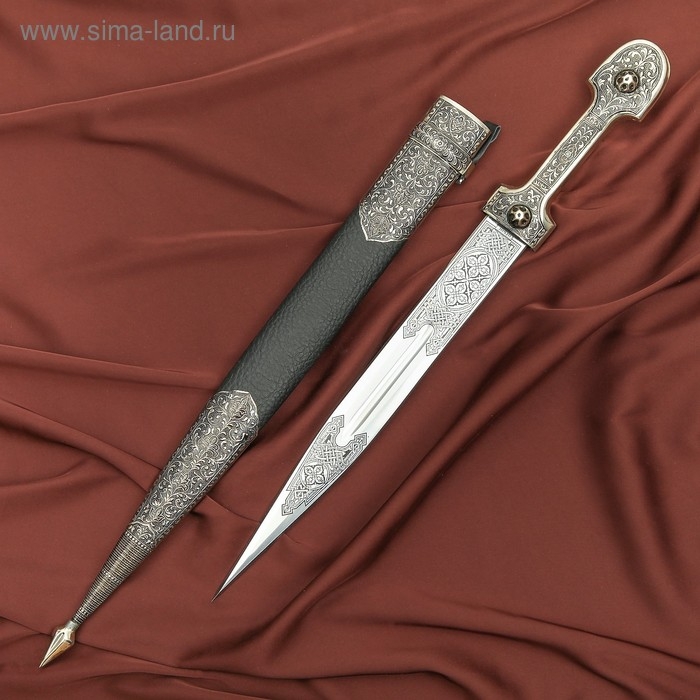 Кинжал кавказский, сувенирный Кинжал кавказский, сувенирный "Ирбис №1" наборный-кожа/мельхиор