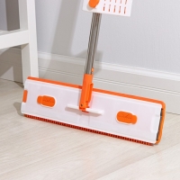 Швабра с отжимом, водосгоном и щёткой Raccoon, 2 насадки из микрофибры 50&times;11 см, стальная ручка 141 см