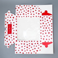 Коробка для капкейков и бенто-торта, кондитерская упаковка «Сердечки», 25 х 25 х 10 см Коробка для капкейков и бенто-торта, кондитерская упаковка «Сердечки», 25 х 25 х 10 см