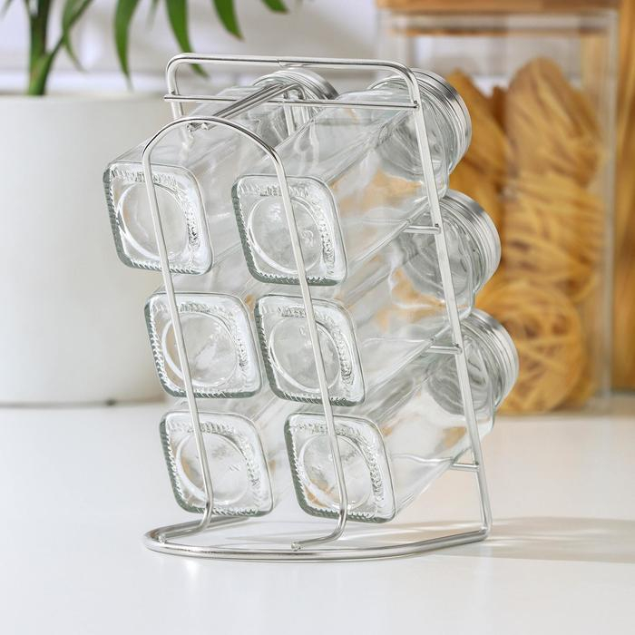 Набор для специй на подставке &laquo;Лесенка&raquo;, ёмкость, 4,5&times;10,5 см, 6 шт