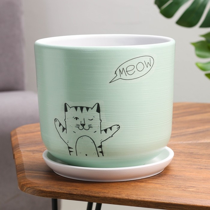 Горшок цветочный "Мяун", 5,4 л, микс