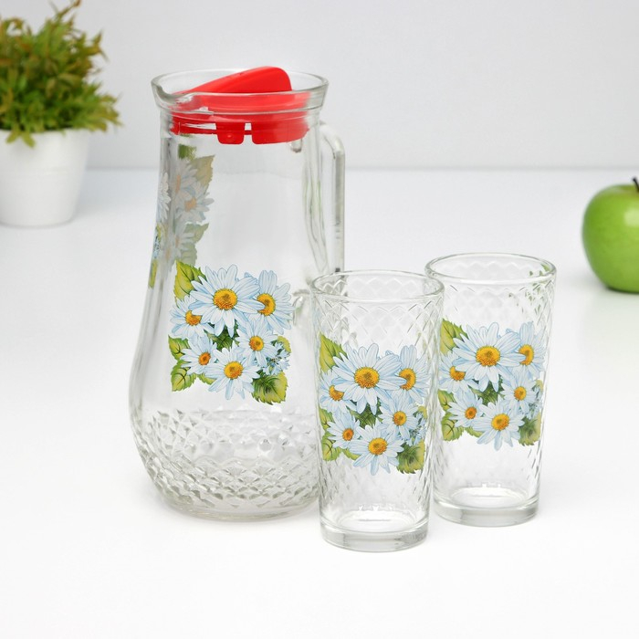 Набор питьевой &laquo;Букеты&raquo;, 3 предмета: кувшин 1,7 л, стаканы 230 мл, 2 шт, рисунок МИКС