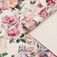 Бумага упаковочная крафт "Нежность", 70 х 100 см,1 лист, Бумага упаковочная крафт "Нежность", 70 х 100 см,1 лист,