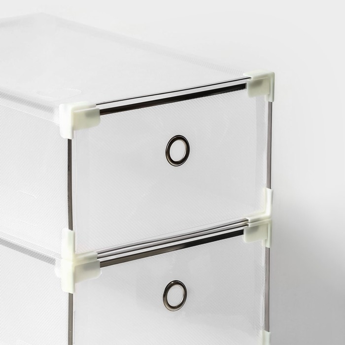 Коробка для хранения обуви выдвижная Доляна Large size, 21&times;33,5&times;12 см, 3 шт, цвет белый