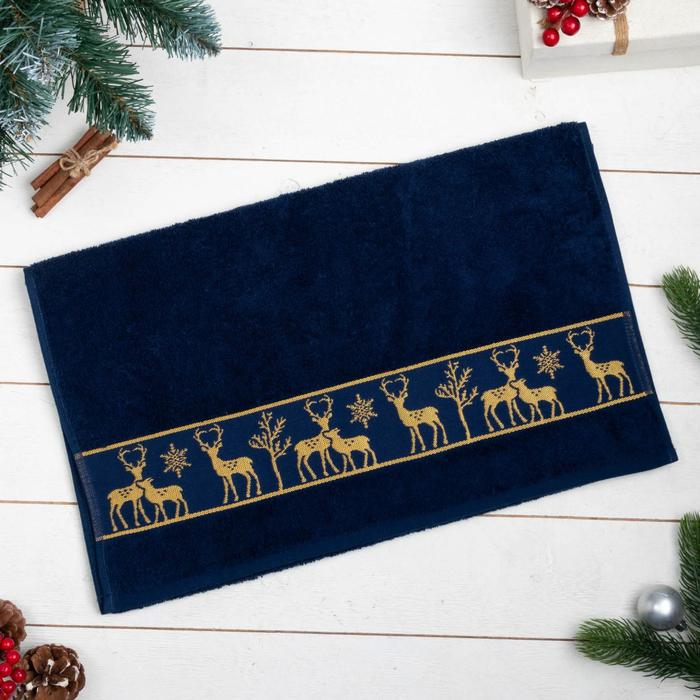 Полотенце махровое &laquo;Новый год: Олени&raquo; 50х90 см, 100% хлопок, 360гр/м2