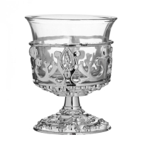 Подсвечник стекло, пластик на 1 свечу "Вьюнок" бокал на ножке серебро 7,5х6х6 см