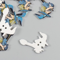 Пуговицы дерево для творчества 2 прокола "Ведьма на метле" набор 15 шт 3,5х2,5 см Пуговицы дерево для творчества 2 прокола "Ведьма на метле" набор 15 шт 3,5х2,5 см