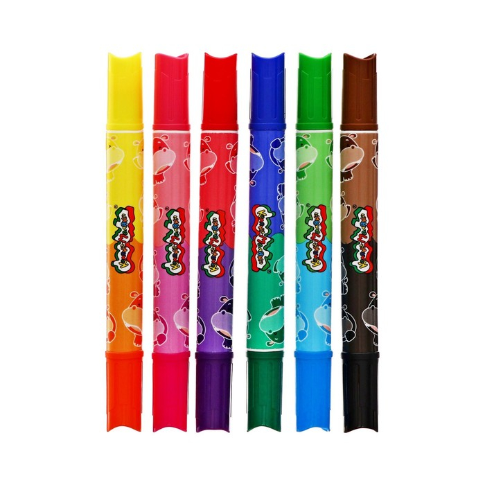 Фломастеры 12 цветов &laquo;Каляка-Маляка&raquo;, двухсторонние