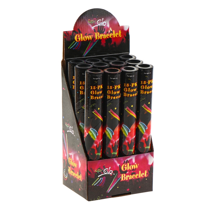 Браслет карнавальный, светящийся, в тубусе 15 шт. Браслет карнавальный, светящийся, в тубусе 15 шт.