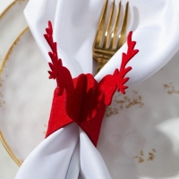 Новый год. Набор декоративных колец для салфеток &laquo;Новогодний олень&raquo; 4 шт, d=5 см, 100% п/э, фетр