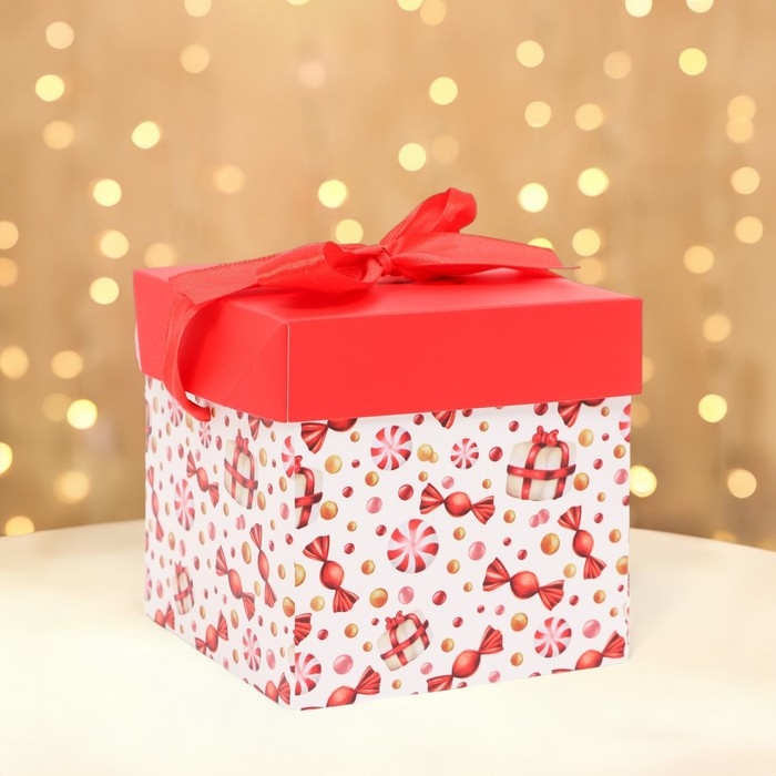Новый год. Коробка Самосборная "Новогодняя" 10 х 10 х 10 см