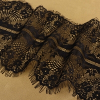 Кружево реснички, 190 мм &times; 3 &plusmn; 0,5 м, цвет чёрный