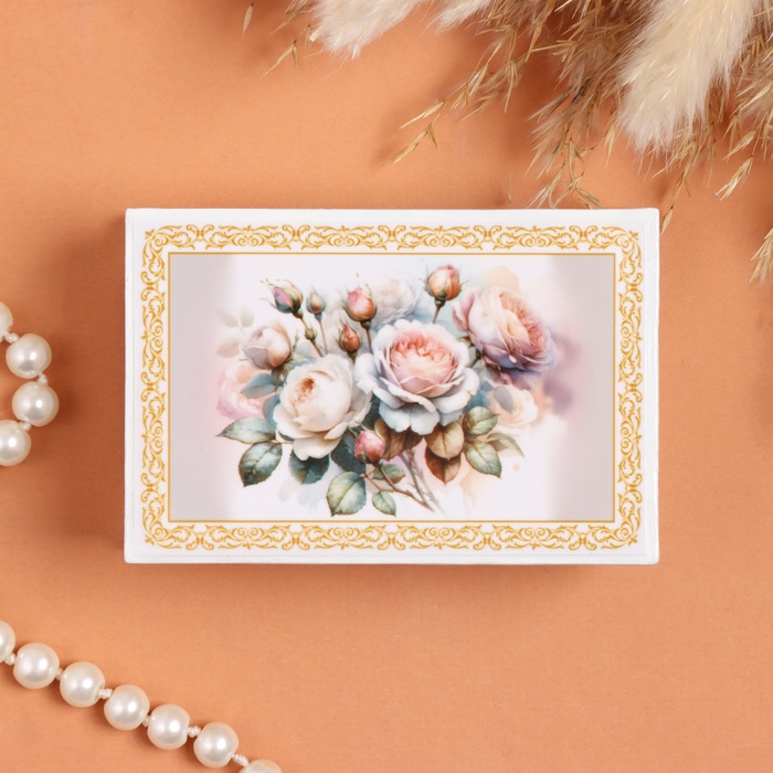 Шкатулка &laquo;Нежные пионы&raquo;, белая, 6&times;9 см, лаковая миниатюра