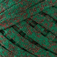 Трикотажная пряжа "Риббон" с люрексом 85м/170&plusmn;5 гр (Нефрит, люрекс: Красный)