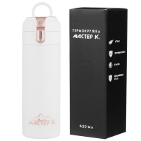 Термокружка, 420 мл, Simple "Мастер К", с термометром, сохраняет тепло до 8 ч, белая Термокружка, 420 мл, Simple "Мастер К", с термометром, сохраняет тепло до 8 ч, белая