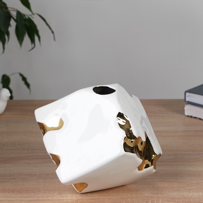 Ваза керамика настольная Ваза керамика настольная "Денвер" перевёртыш, 17 см, белый