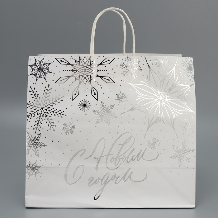 Пакет подарочный новогодний крафтовый Winter, 32 х 28 х 15 см, Новый год