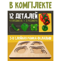 Больше-меньше «Овощи» развивающая доска Сегена Больше-меньше «Овощи» развивающая доска Сегена