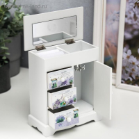 Шкатулка дерево комод 3 ящика+дверка "Лавандовое поле" 18,8х16,1х8,2 см