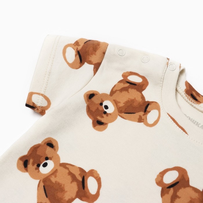 Футболка Крошка Я "Медвежата", рост 80-86, бежевый