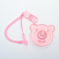 Соска - пустышка цельносиликоновая классическая &laquo;Мишка&raquo;, от 0 мес., с держателем, в контейнере, цвет розовый