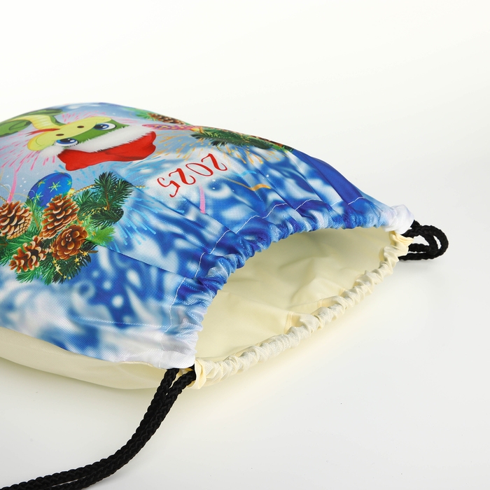 Новый год 2025. Новогодний мешок для подарков на шнурке &laquo;Змея&raquo;, символ года, цвет разноцветный