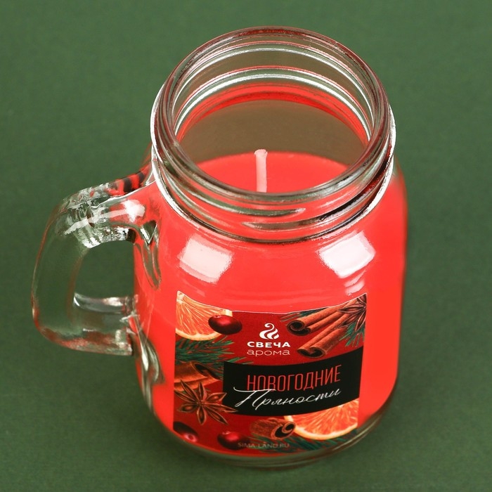 Новогодняя свеча в банке с ручкой &laquo;Пряности&raquo;, корица