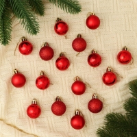 Набор шаров пластик d-3 см, 16 шт "Праздничный переполох" красный