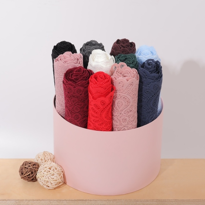 Кружевная эластичная ткань, 190 мм × 2,7 ± 0,5 м, цвет розово-бежевый Кружевная эластичная ткань, 190 мм × 2,7 ± 0,5 м, цвет розово-бежевый