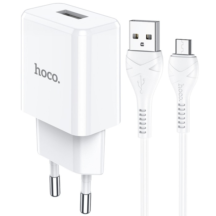 Сетевое зарядное устройство Hoco N9, USB - 2.1 А, кабель microUSB 1 м, белый Сетевое зарядное устройство Hoco N9, USB - 2.1 А, кабель microUSB 1 м, белый