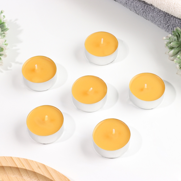 Набор чайных свечей ароматических "Мандарин", 3,8х1,6 см, 3,5 ч, 12 г, 6 штук