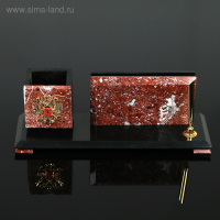 Набор настольный "Герб", 24х7,5х9 см, змеевик, креноид Набор настольный "Герб", 24х7,5х9 см, змеевик, креноид